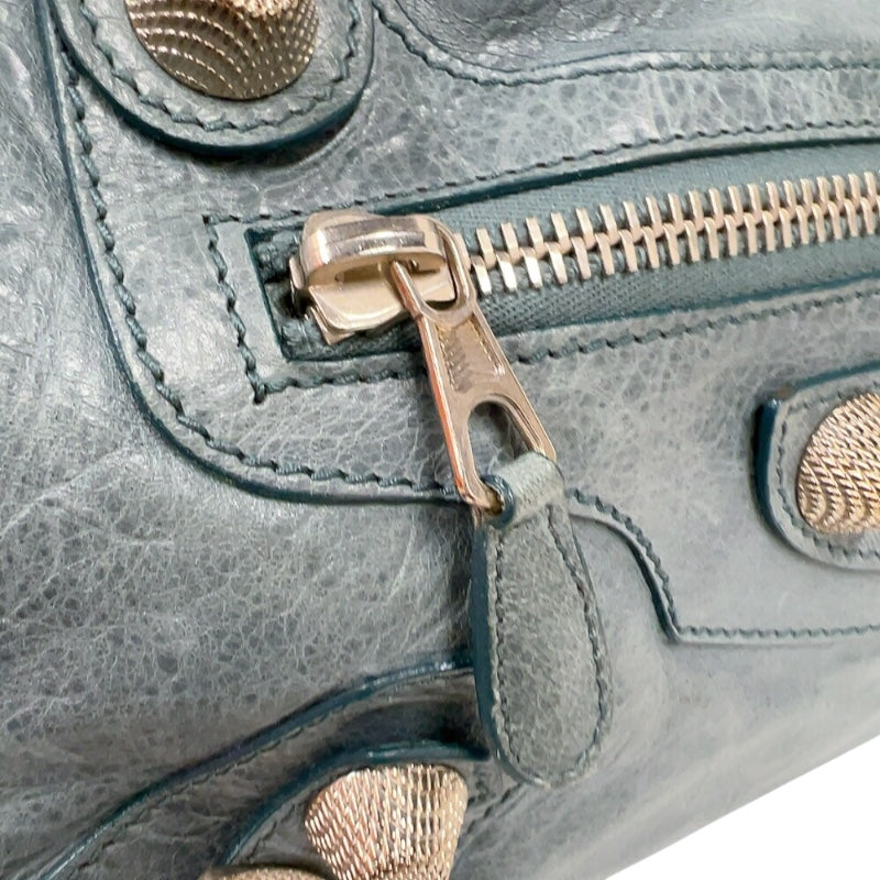 バレンシアガ BALENCIAGA ザ・ジャイアントシティ 173084 ブルー　シルバー金具 レザー レディース ハンドバッグ