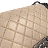 シャネル CHANEL ボーイシャネル25 ベージュ　シルバー金具 レザー レディース ショルダーバッグ