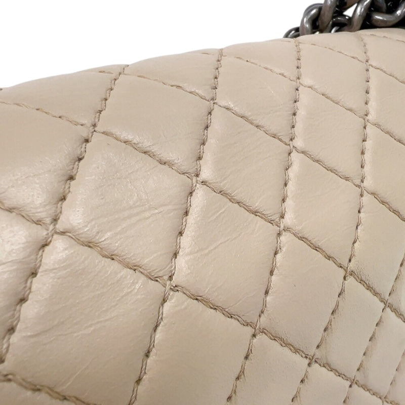 シャネル CHANEL ボーイシャネル25 ベージュ　シルバー金具 レザー レディース ショルダーバッグ