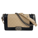 シャネル CHANEL ボーイシャネル25 ベージュ　シルバー金具 レザー レディース ショルダーバッグ