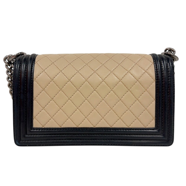 シャネル CHANEL ボーイシャネル25 ベージュ　シルバー金具 レザー レディース ショルダーバッグ