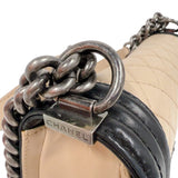 シャネル CHANEL ボーイシャネル25 ベージュ　シルバー金具 レザー レディース ショルダーバッグ