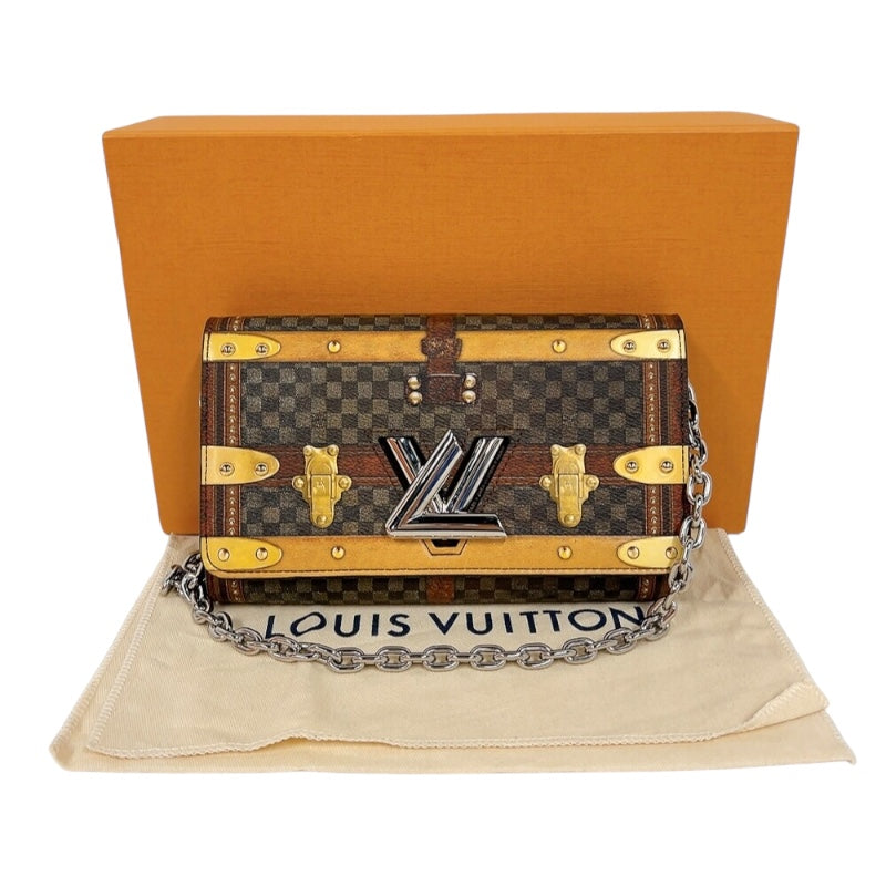 ルイ・ヴィトン LOUIS VUITTON ポルトフォイユ・ツイストチェーン　トランスフォームド M63594 ブラウン　シルバー金具 PVC レディース ショルダーバッグ