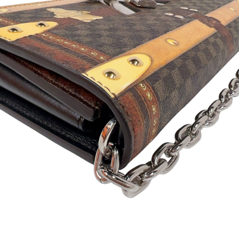 ルイ・ヴィトン LOUIS VUITTON ポルトフォイユ・ツイストチェーン　トランスフォームド M63594 ブラウン　シルバー金具 PVC レディース ショルダーバッグ