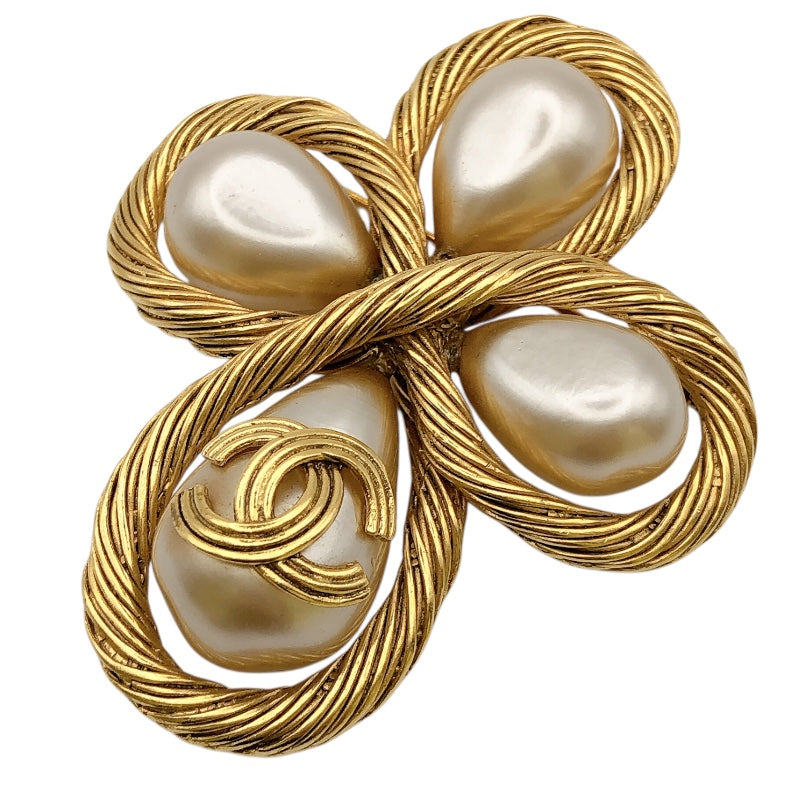 シャネル CHANEL 94A　ココマーククロスパールブローチ ゴールド GP レディース ブローチ