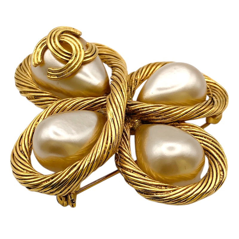 シャネル CHANEL 94A　ココマーククロスパールブローチ ゴールド GP レディース ブローチ