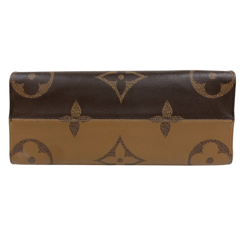 ルイ・ヴィトン LOUIS VUITTON オンザゴーMM M45321 ブラウン　ゴールド金具 モノグラム・リバース レディース ハンドバッグ
