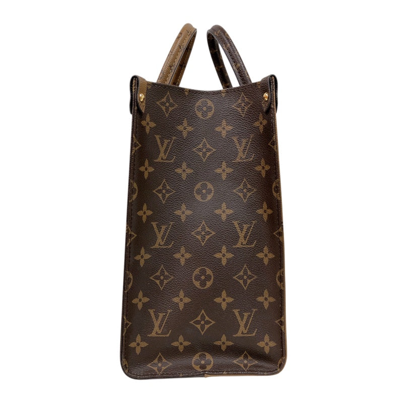 ルイ・ヴィトン LOUIS VUITTON オンザゴーMM M45321 ブラウン　ゴールド金具 モノグラム・リバース レディース ハンドバッグ