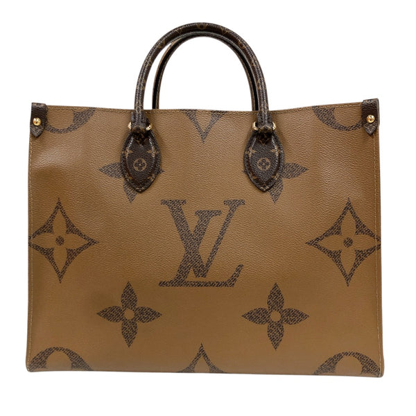ルイ・ヴィトン LOUIS VUITTON オンザゴーMM M45321 ブラウン　ゴールド金具 モノグラム・リバース レディース ハンドバッグ