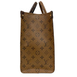 ルイ・ヴィトン LOUIS VUITTON オンザゴーMM M45321 ブラウン　ゴールド金具 モノグラム・リバース レディース ハンドバッグ
