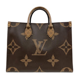 ルイ・ヴィトン LOUIS VUITTON オンザゴーMM M45321 ブラウン　ゴールド金具 モノグラム・リバース レディース ハンドバッグ