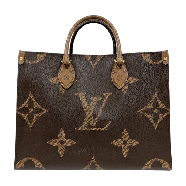 ルイ・ヴィトン LOUIS VUITTON オンザゴーMM M45321 ブラウン　ゴールド金具 モノグラム・リバース レディース ハンドバッグ
