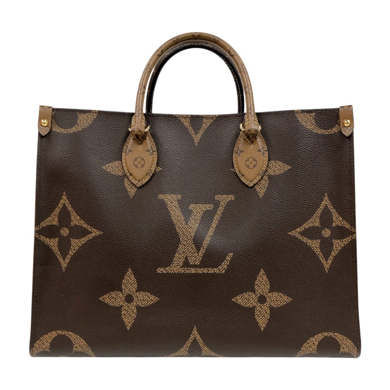 ルイ・ヴィトン LOUIS VUITTON オンザゴーMM M45321 ブラウン　ゴールド金具 モノグラム・リバース レディース ハンドバッグ