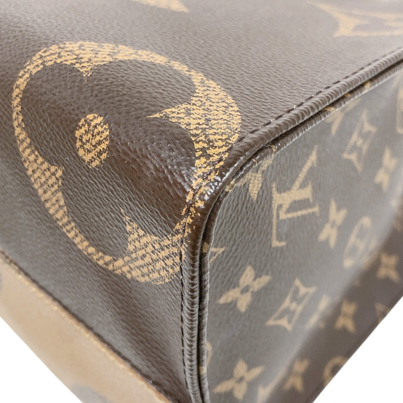 ルイ・ヴィトン LOUIS VUITTON オンザゴーMM M45321 ブラウン　ゴールド金具 モノグラム・リバース レディース ハンドバッグ