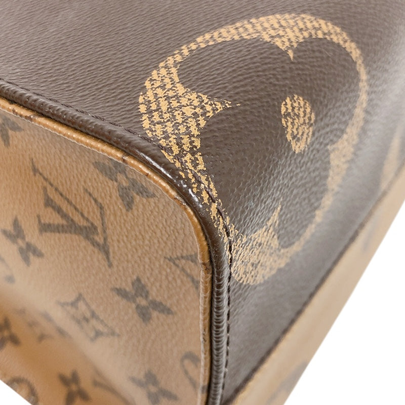 ルイ・ヴィトン LOUIS VUITTON オンザゴーMM M45321 ブラウン　ゴールド金具 モノグラム・リバース レディース ハンドバッグ