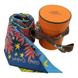 エルメス HERMES ツイリー Extrives Parisielu ブルー シルク100％ レディース スカーフ