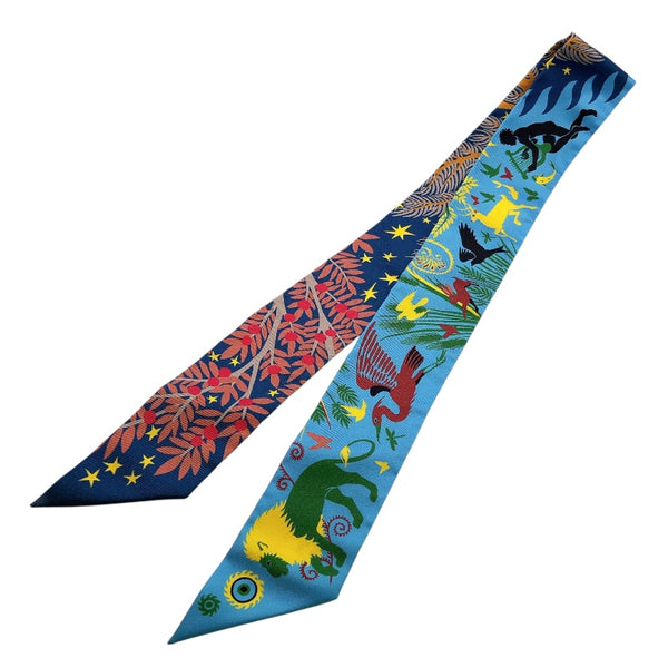 エルメス HERMES LE　CHARME　D　ORPHEE　BA　オルフェウスの魅力に誘われて MARINE(マリン)×BLEU　AZUR(ブルーアズール) シルク レディース スカーフ