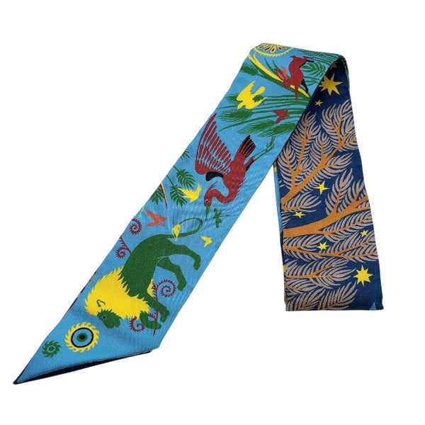 エルメス HERMES LE　CHARME　D　ORPHEE　BA　オルフェウスの魅力に誘われて MARINE(マリン)×BLEU　AZUR(ブルーアズール) シルク レディース スカーフ