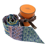 エルメス HERMES ツイリー　SUPER　SILK　QUEST 紫/緑/青 シルク100％ レディース スカーフ