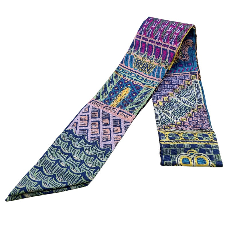 エルメス HERMES ツイリー　SUPER　SILK　QUEST 紫/緑/青 シルク100％ レディース スカーフ