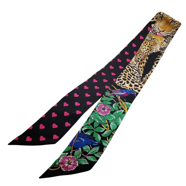 エルメス HERMES ツイリー Extrives Parisielu ブラック シルク100％ レディース スカーフ