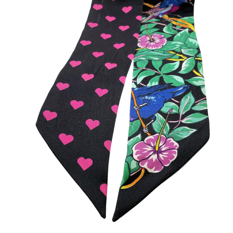 エルメス HERMES ツイリー Extrives Parisielu ブラック シルク100％ レディース スカーフ