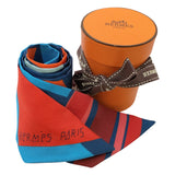 エルメス HERMES ツイリー Extrives Parisielu ブルー シルク100％ レディース スカーフ