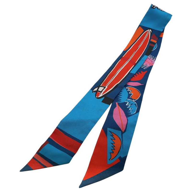 エルメス HERMES ツイリー Extrives Parisielu ブルー シルク100％ レディース スカーフ