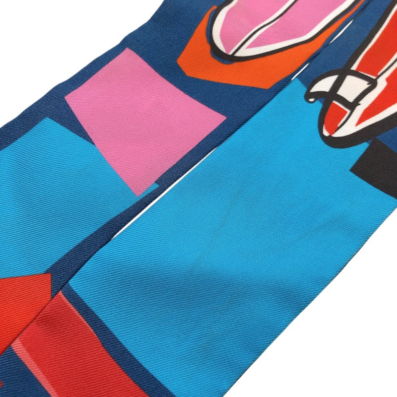 エルメス HERMES ツイリー Extrives Parisielu ブルー シルク100％ レディース スカーフ