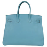 エルメス HERMES バーキン35 T刻印　(2015年製) ブルーアトール　シルバー金具 ヴォーエプソン レディース ハンドバッグ