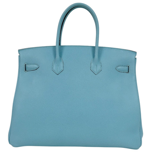 エルメス HERMES バーキン35 T刻印　(2015年製) ブルーアトール　シルバー金具 ヴォーエプソン レディース ハンドバッグ