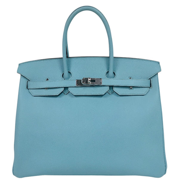 エルメス HERMES バーキン35 T刻印　(2015年製) ブルーアトール　シルバー金具 ヴォーエプソン レディース ハンドバッグ