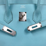 エルメス HERMES バーキン35 T刻印　(2015年製) ブルーアトール　シルバー金具 ヴォーエプソン レディース ハンドバッグ