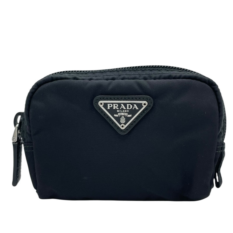 プラダ PRADA トライアングルロゴポーチ ブラック ナイロン ユニセックス ポーチ
