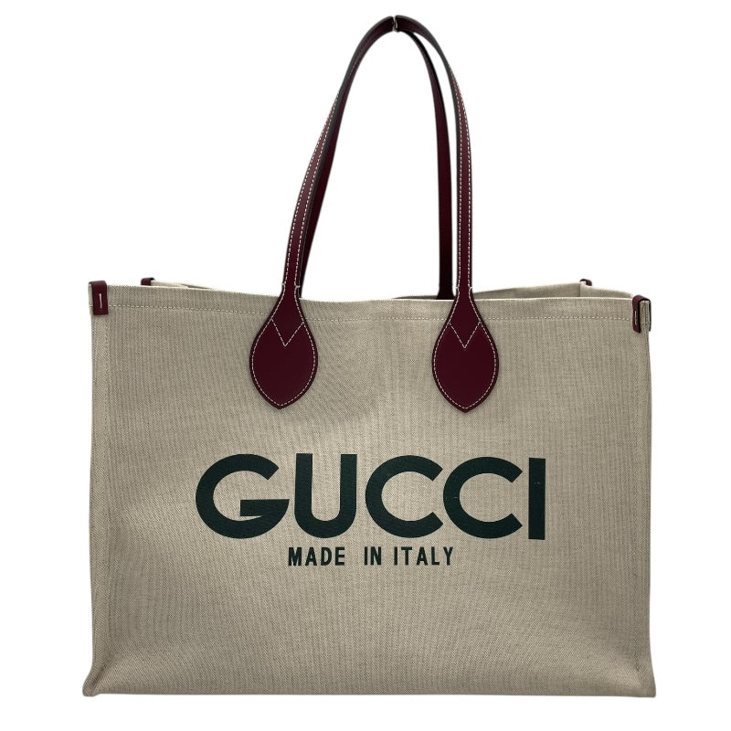 グッチ GUCCI GUCCIプリントラージトート 772177 ベージュ キャンバス/レザー ユニセックス トートバッグ