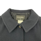 シャネル CHANEL ウールステンカラーコート P44589 ネイビー ウール レディース ステンカラーコート