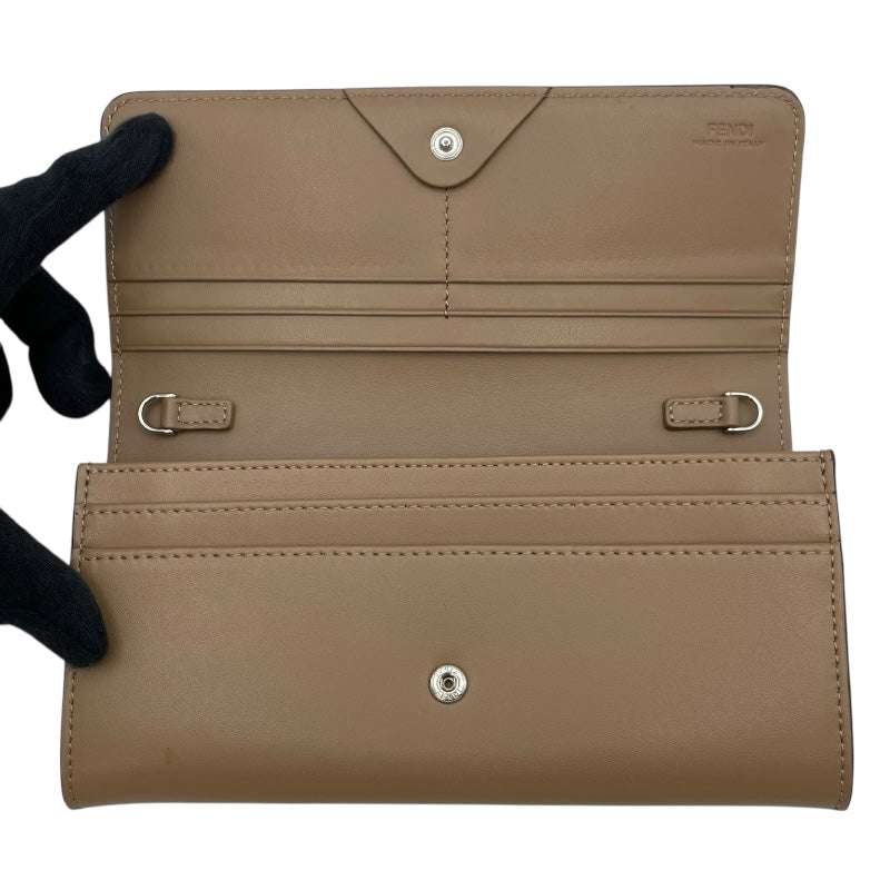 フェンディ FENDI スタッズチェーンウォレット 8M0365 ベージュ系 レザー レディース ウォレットチェーン