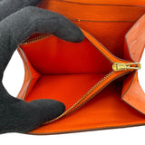 エルメス HERMES コンスタンス コンパクト A刻印（2017年製) オレンジ　ゴールド金具 オーストリッチ レディース 二つ折り財布