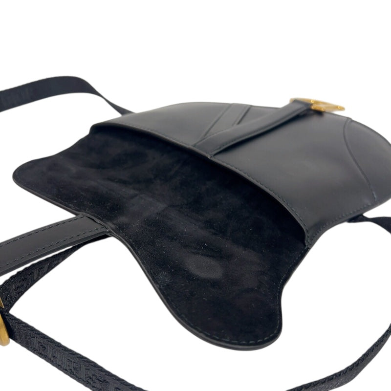 クリスチャン・ディオール Christian Dior サドルラフットボディバッグ S5632CWGH ブラック　ゴールド金具 カーフ レディース ショルダーバッグ