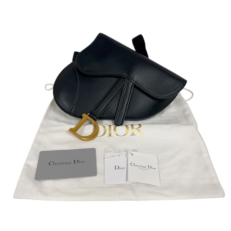 クリスチャン・ディオール Christian Dior サドルラフットボディバッグ S5632CWGH ブラック　ゴールド金具 カーフ レディース ショルダーバッグ