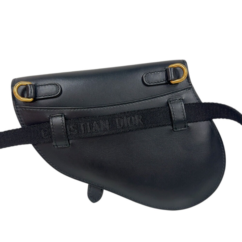 クリスチャン・ディオール Christian Dior サドルラフットボディバッグ S5632CWGH ブラック　ゴールド金具 カーフ レディース ショルダーバッグ