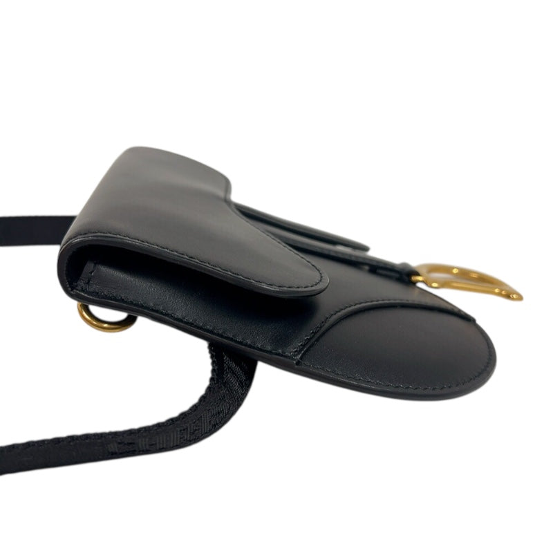 クリスチャン・ディオール Christian Dior サドルラフットボディバッグ S5632CWGH ブラック　ゴールド金具 カーフ レディース ショルダーバッグ