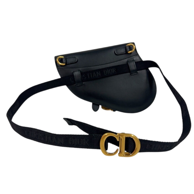 クリスチャン・ディオール Christian Dior サドルラフットボディバッグ S5632CWGH ブラック　ゴールド金具 カーフ レディース ショルダーバッグ