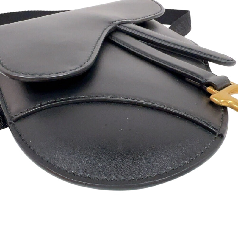 クリスチャン・ディオール Christian Dior サドルラフットボディバッグ S5632CWGH ブラック　ゴールド金具 カーフ レディース ショルダーバッグ
