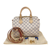 ルイ・ヴィトン LOUIS VUITTON スピーディー・バンドリエール25 N40608 ホワイト　ゴールド金具 ダミエ・アズール ユニセックス ショルダーバッグ