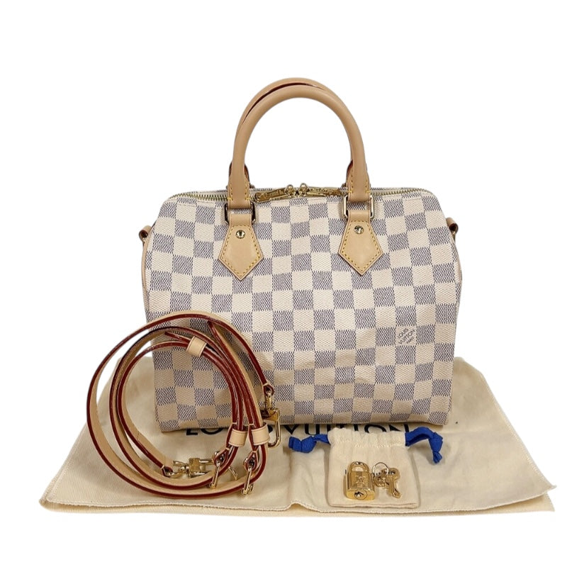ルイ・ヴィトン LOUIS VUITTON スピーディー・バンドリエール25 N40608 ホワイト　ゴールド金具 ダミエ・アズール ユニセックス ショルダーバッグ