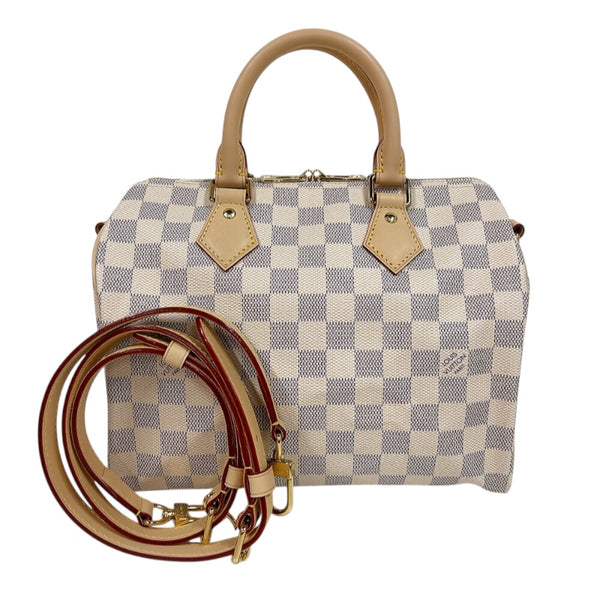 ルイ・ヴィトン LOUIS VUITTON スピーディー・バンドリエール25 N40608 ホワイト　ゴールド金具 ダミエ・アズール ユニセックス ショルダーバッグ