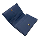 グッチ GUCCI GGマーモント　コンパクトウォレット 466492 ブルー　ゴールド金具 デニム/レザー ユニセックス 二つ折り財布
