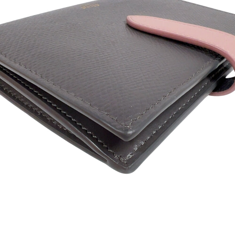 セリーヌ CELINE ミディアムストラップウォレット 10B643 グレー/ピンク グレインカーフ レディース 二つ折り財布