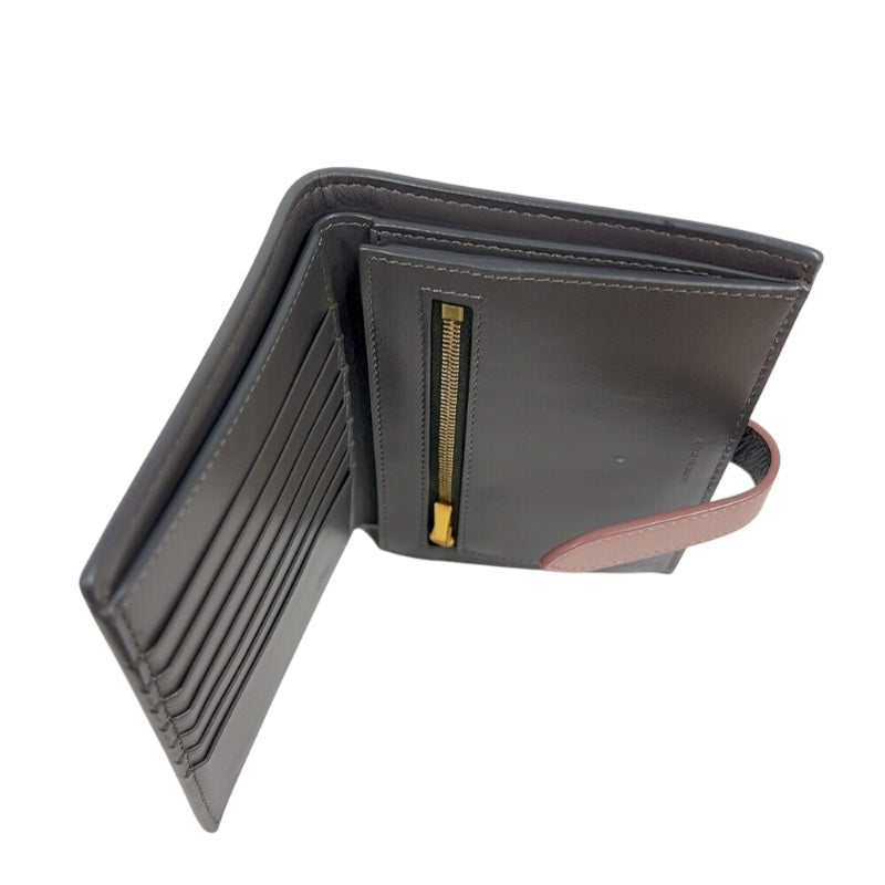 セリーヌ CELINE ミディアムストラップウォレット 10B643 グレー/ピンク グレインカーフ レディース 二つ折り財布